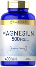 Magnesium 500Mg | 400 Coated Caplets | Vegetarian, Non-Gmo, And Gluten Free Supplement | By Carlyle