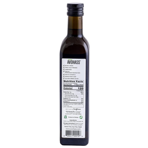 Avohass Kenya Extra Virgin Avocado Oil First Cold Pressed Unrefined 16.9 fl oz Bottle