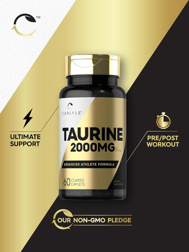 Carlyle Taurine Supplement | 2000mg | 60 Caplets | Vegetarian Non-GMO and Gluten | Advanced Athlete Formula