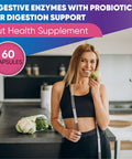 Built Nature Digestive Enzymes For Optimal Digestive Health - Bromelain, Lactase, Lipase, Papain, Probiotics & Prebiotics - Relief From Bloating, Gas & Constipation, Gut Health & Immune Support - 60 Capsules