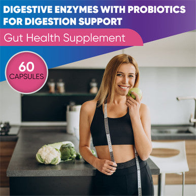Built Nature Digestive Enzymes For Optimal Digestive Health - Bromelain, Lactase, Lipase, Papain, Probiotics & Prebiotics - Relief From Bloating, Gas & Constipation, Gut Health & Immune Support - 60 Capsules