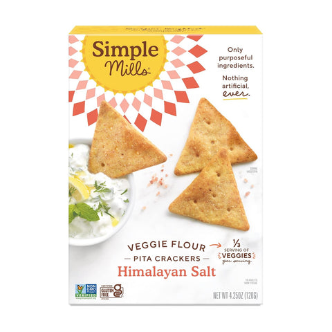 Simple Mills Veggie Pita Crackers Himalayan Salt Gluten Vegan Healthy Snacks Paleo Friendly 4.25 Ounce (Pack of 1)