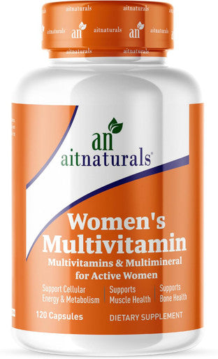 Aitnaturals Women's Multivitamin - 120 Capsules | Enriched with Vitamin A C D E K B12 Folate Iron Calcium Magnesium Biotin Zinc & Iodine | Support Bone Muscle Health Energy & Metabolism