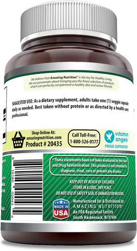 Amazing Nutrition Formulas GABA 750mg Per Serving 100 Veggie Capsules Supplement | Non-GMO | Gluten | Made in USA | Ideal for Vegetarians