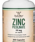 Zinc Picolinate 50mg 300 Capsules Immune Support for Kids and Adults NonGMO Gluten Manufactured in The USA 300 Day Supply by Double Wood Supplements