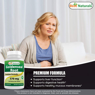Best Naturals Goldenseal Root 570 mg (Non-GMO) 100 Capsules