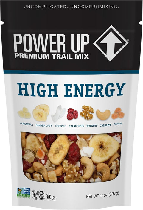 Power Up Trail Mix, Mega Omega Trail Mix, Non-GMO, Vegan, Gluten Free, No Artificial Ingredients, Gourmet Nut, 14 Ounce Bag
