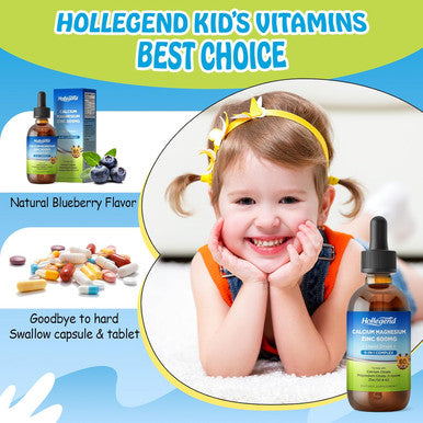 Liquid Calcium Citrate Drops With L-Lysine 500Mg, Magnesium & Zinc, Calcium Citrate 600Mg Supplement With Vitamin D3 & K2 For Kids & Adults, Muscle & Bone Support, Immune, Brain & Lip Health, 2 Fl Oz