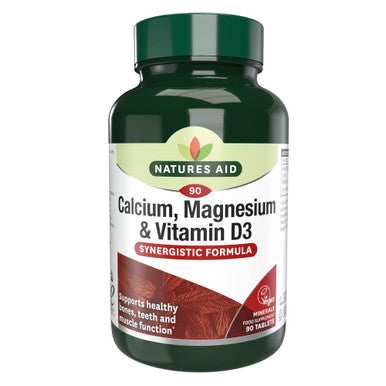 Natures Aid Calcium Magnesium and D3 Helps Maintain Normal Bones Teeth and Muscle Function Vegan 90 Tablets