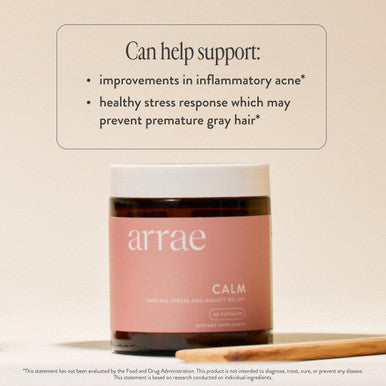 Arrae Calm Cortisol Manager - 60 Stress & Panic Relief Capsules - Mood Support Supplement w/L-Theanine Inositol Passionflower & Magnesium to Help You Feel Zen