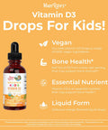 Maryruth Organics USDA Organic Vitamin D3 Liquid Drops for Kids | 640 IU Vitamin D3 Per Serving | Kids Immune Support & Bone Health Supplement | Formulated for Ages 4-13 | 0.5oz | 30 Servings