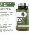 Barefoot Nutrition - Vitamin D3 Complete 4000 IU with Vitamin K2 MK-7 Magnesium Boron & Zinc Supplement High Strength Formula for Bone and Normal Health Function 60 Capsules