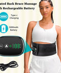 Cordless Heating Pad With Massager, Back Brace Heating Pad For Back Pain Relief, Heated Back Massager Support Belt With 3 Heating & Vibration Modes, Rechargeable Low Back Massager For Women Men