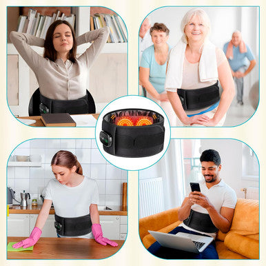 Cordless Heating Pad With Massager, Back Brace Heating Pad For Back Pain Relief, Heated Back Massager Support Belt With 3 Heating & Vibration Modes, Rechargeable Low Back Massager For Women Men