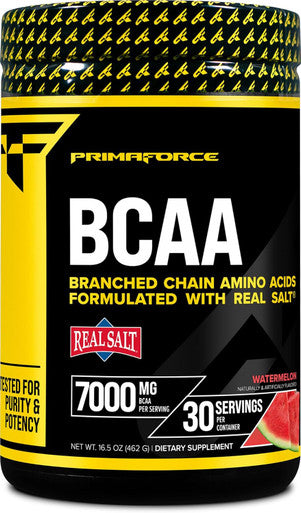 Primaforce BCAA Powder (Watermelon) - 7000MG 2:1:1 BCAAs 30 Servings Post-Workout Recovery Drink with Amino Acids and Real Salt for Men & Women