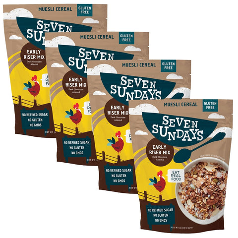 Seven Sundays Muesli Cereal, Wild and Free Blueberry Chia Buckwheat, 32 Oz Bag (Pack of 4), Gluten Free, 0g Refined Sugar, Enjoy Warm, Cool or as Overnight Oats