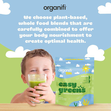Organifi Kids: Easy Greens - Probiotics For Kids Made With A Delicious Blend Of Vegetables And Superfoods - Plant-Based, Vegan, And No Gluten, Dairy, Or Soy, 15 Servings