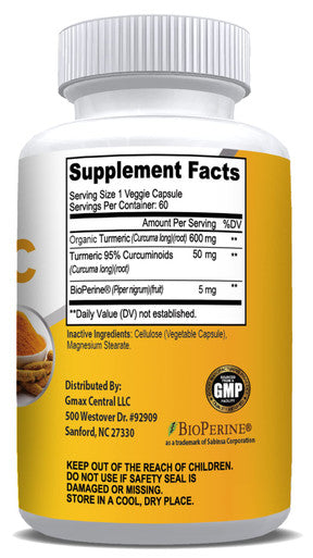 Turmeric Curcumin Bioperine Black 600 mg - Vegetarian