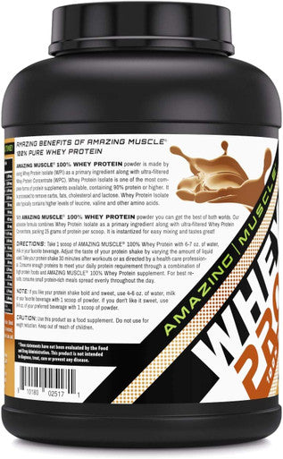 Amazing Nutrition Muscle 100% Whey Protein Powder 5 Lbs Advanced Formula with Whey Protein Isolate as a Primary Ingredient Along with Ultra Filtered Whey Protein Concentrate Supports Lean Muscle Growth