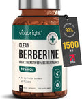 Vitabright Berberine HCL 100% Natural & 98% Pure High Strength 1500mg x3 a Day/Berberine 1000mg High Strength x2 a Day/Berberine 500mg x1 a Day 90 Capsules VitaBright Clean Berberine Supplement UK