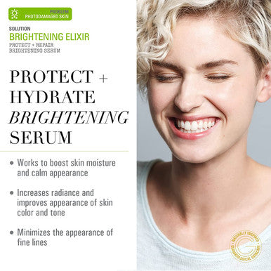 Goldfaden MD Brightening Elixir Serum w/ Vitamin C Ferulic Acid Vitamin B Vitamin E Helps Aid Against Appearance of Photoaging Leaves Skin Feeling Hydrated Looking Radiant TRIAL .34 Fl Oz