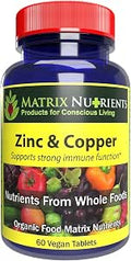 ZINC and Copper LAB Tested for Highest Purity Fast Absorption 100% Organic Natural Ingredients Massive Immune Support Repair Heart and Body Vegan Tablets (60ct)