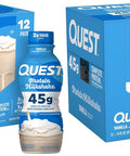 Quest Nutrition Chocolate Protein Shake, 45g Protein, 2g Sugar, 4g Net Carbs, Ready to Drink, Gluten Free, 12 Count | 45g Complete Protein, Ready to Drink, 4g Net Carbs, Gluten Free, Ultrafiltered Nonfat Milk, High Protein, 14 Fl Oz Bottles