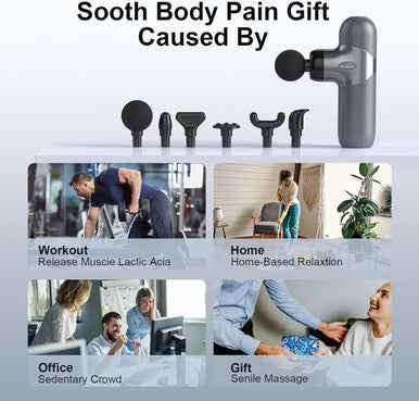 Mini Massage Gun Deep Tissue,Portable Percussion Muscle Massager For Whole Body Back Pain Relief,Electric Handheld Sport Massager With 6 Massage Heads 4 Speed,Best For Him/Her/Father/Mother
