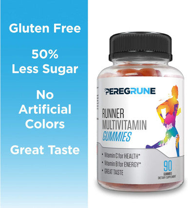 Runner Multivitamin Gummies - Daily Vitamin For Running With Vitamins A, C, D, E, And B Complex 50% Less Sugar Antioxidants, Recovery, Endurance, And Energy Gummy Certified Running Sup