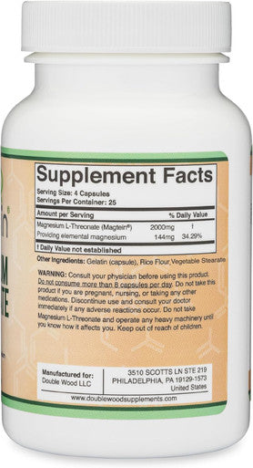 Magnesium L Threonate Capsules (Magtein) ÃƒÂ¢Ã¢â€šÂ¬Ã¢â‚¬Å“ High Absorption Supplement ÃƒÂ¢Ã¢â€šÂ¬Ã¢â‚¬Å“ Bioavailable Form For Sleep And Cognitive Function Support ÃƒÂ¢Ã¢â€šÂ¬Ã¢â‚¬Å“ 2,000 Mg ÃƒÂ¢Ã¢â€šÂ¬Ã¢â‚¬Å“ 100 Capsules