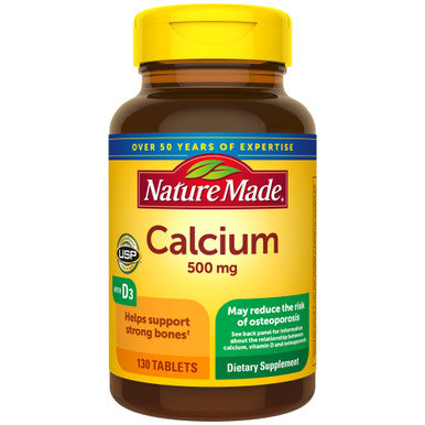 Nature Made Calcium 500 Mg With Vitamin D3 Dietary Supplement For Bone Support 130 Tablets