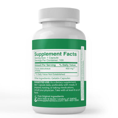 PURE ORIGINAL INGREDIENTS Bladderwrack, (100 Capsules) Always Pure, No Additives Or Fillers, Lab Verified