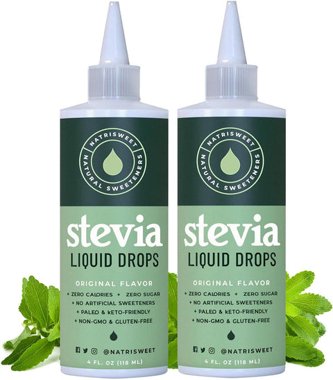 Natrisweet Liquid Stevia Drops 4 fl oz Pure Sweetener from Stevia Extract Sugar Substitute No Calorie Keto Sweetner Mix Liquid