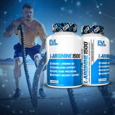 Evlution Nitric Oxide Booster L-Arginine Supplement - High Potency Nitric Oxide Supplement with 1500mg of L Arginine for Enhanced Energy Muscle Growth and Vascularity Nutrition NO Booster
