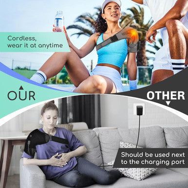 Democe Cordless Heated Shoulder Wrap Shoulder Massager For Men Women Heating Shoulder Brace Heating Pad 3 Heating Settings And Vibrations