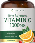 Carlyle Vitamin C 1000Mg | Timed Release | 120 Vegetarian Caplets | With Rose Hips | Non-Gmo & Gluten Free Supplement