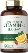 Carlyle Vitamin C 1000Mg | Timed Release | 120 Vegetarian Caplets | With Rose Hips | Non-Gmo & Gluten Free Supplement