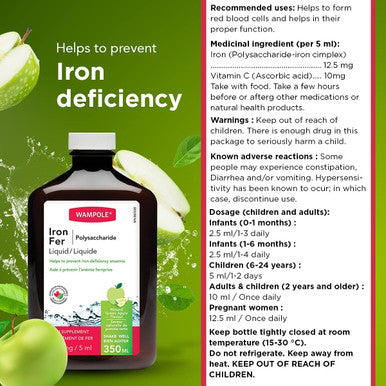 Wampole Liquid Iron - Helps Prevent Iron Deficiency Anemia - 350 ml