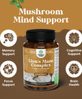 Natures Craft Advanced Lion's Mane Mushroom Supplement - Lions Mane Supplement Capsules with 5X Fruiting Body Mushroom Complex with Chaga Maitake Shiitake and Reishi - Brain Booster Nootropic Supplement (60 Caps)
