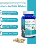 Biovitalia Multivitamins + Probiotics Dietary Supplement For Men & Women Immunity Booster Helps Improve Digestion And Absorption Of Nutrients - 60 Veg Cap