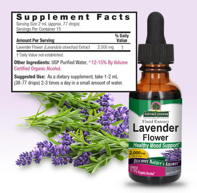 Nature'S Answer Lavender Flower with Organic Alcohol 1-Fluid Ounce | Supports Digestive System | Gluten- | Vegan | No Artificial Flowers or Preservatives | Single Count