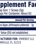 Vimergy Natural Spirulina Powder, 83 Servings Super Greens Powder Nutrient Dense Blue-Green Algae Superfood for Smoothies & Juices Immune Support - Non-GMO, Gluten-Free, Vegan & Paleo (250g)