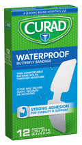 Curad Waterproof Butterfly Adhesive Bandages 1.75" x .375" 12 Count