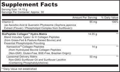 Codeage Liposomal Collagen Peptides Powder + Vitamin C & Quercetin Phytosome Phospholipid Complex Grass-Fed Pasture-Raised Hydrolyzed Collagen Type I & III Supplement All-in-One Non-GMO 14.97 oz
