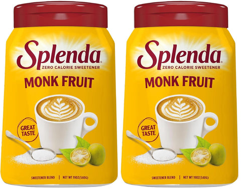 SPLENDA Monk Fruit Zero Calorie Plant Based Granulated Sweetener Jar, 19 oz
