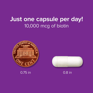 Webber Naturals Extra Strength Biotin 10000 mcg 120 Capsules Supports Healthy Hair Skin Nails Energy Metabolism Vitamin Supplement Gluten NonGMO Suitable for Vegetarians and Vegans