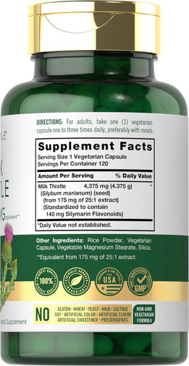 Carlyle Milk Thistle Supplement 4375Mg 120 Capsules High Potency Extract Vegetarian, Non-Gmo, Gluten Free