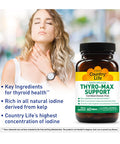 Country Life Thyro-Max Support Rapid Release Key Ingredients For Thyroid Health 60 Tablets Certified Gluten Free Certified Vegan