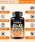 VITBOOST Vitamin D3 K2 Complex Easy to Swallow Vitamin D (D3) 5000 IU (125 mcg) and K2(MK7) 90 mcg NonGMO GlutenFree USA Made 120 Capsules
