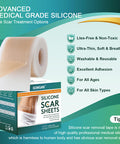 Medical Grade Silicone Scar Sheets, Silicone Scar Tape (1.6 X 120 ), Professional Scar Removal Treatment, Reusable Silicone Scar Strip For Keloid, C-Section, Surgery, Burns, Acne Etc